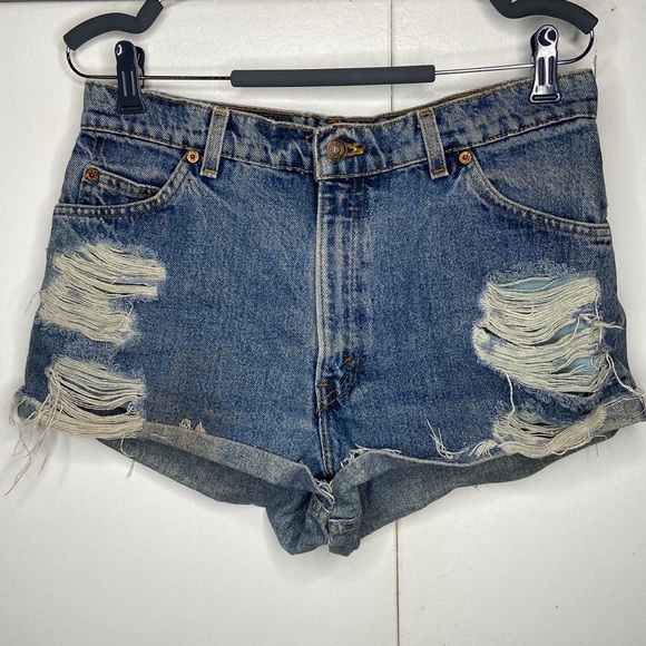levis womens 950 shorts size 12 vintage distressed relaxed fit brown tab - Picture 1 of 8